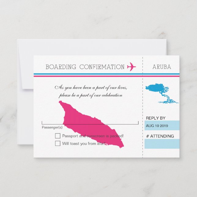 Carte d'embarquement RSVP à Aruba (Devant)