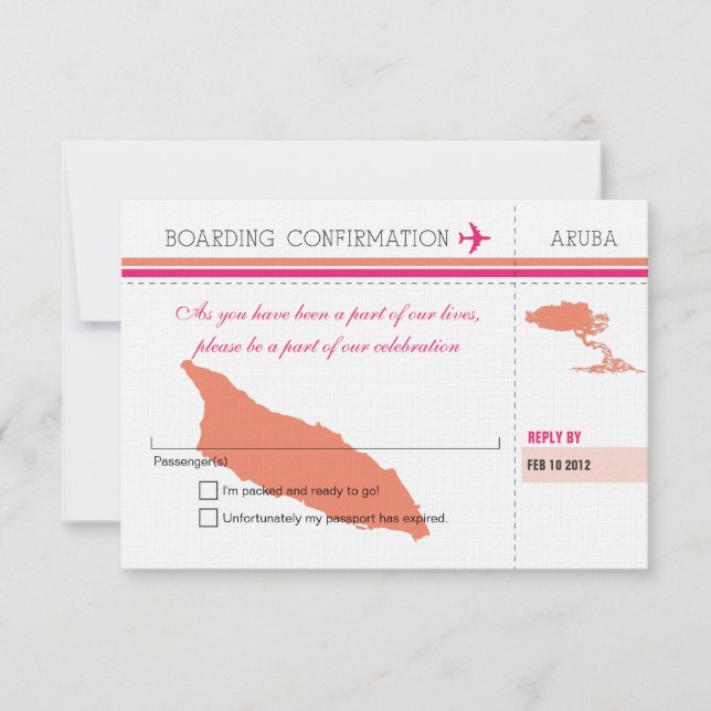 Carte d'embarquement RSVP à Aruba (Devant)