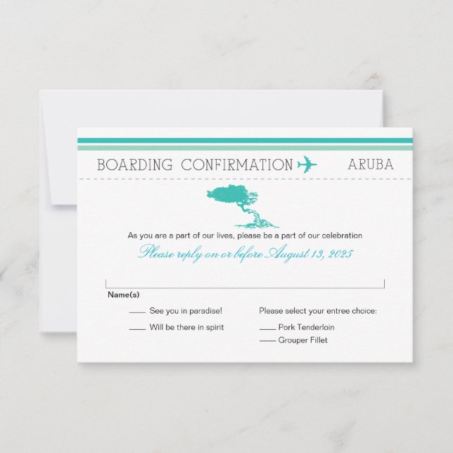 Carte d'embarquement RSVP à Aruba (Devant)