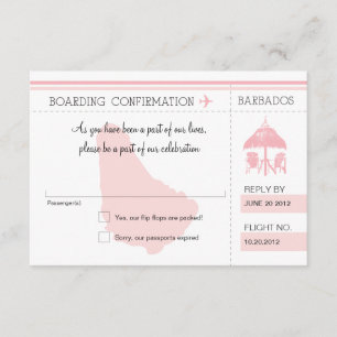 Carte d'embarquement RSVP à BARBADOS