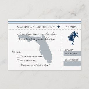 Carte d'embarquement RSVP à Floride bleu et gris