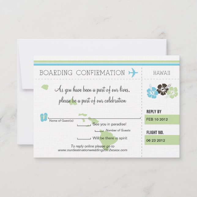 Carte d'embarquement RSVP à Hawaii (Devant)