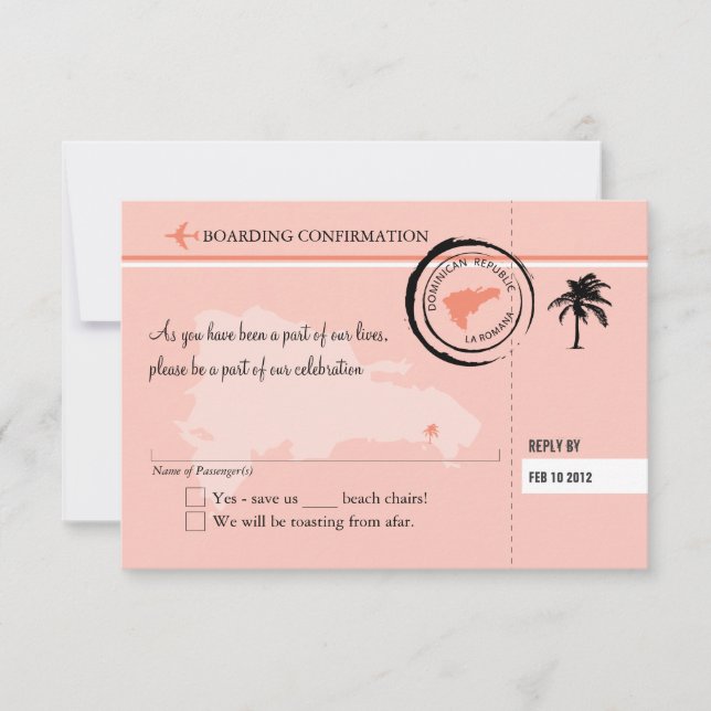 Carte d'embarquement RSVP à la République Dominica (Devant)