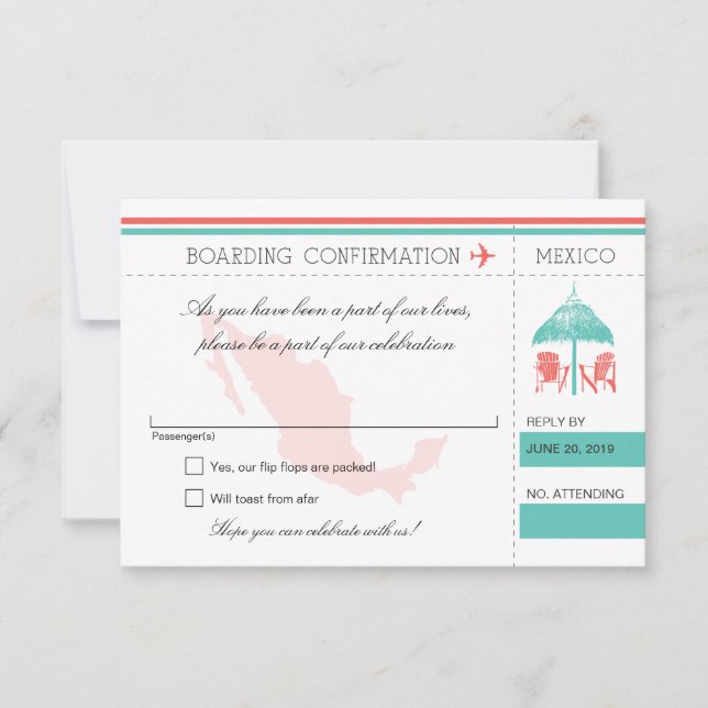 Carte d'embarquement RSVP au Mexique (Devant)