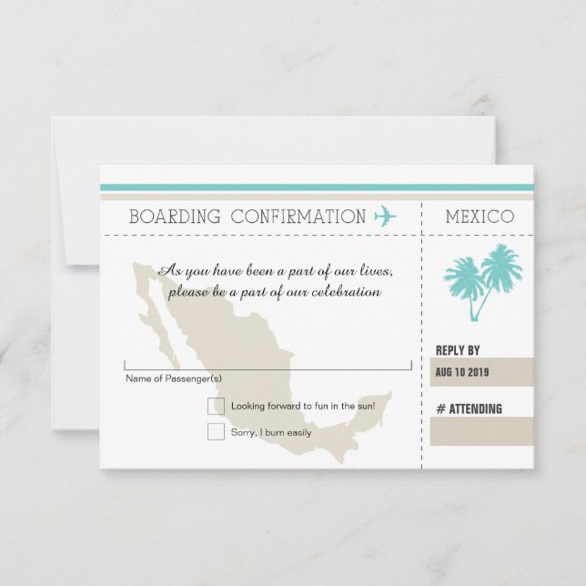 Carte d'embarquement RSVP au MEXIQUE (Devant)