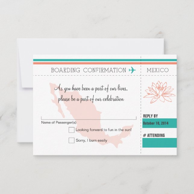 Carte d'embarquement RSVP au MEXIQUE (Devant)