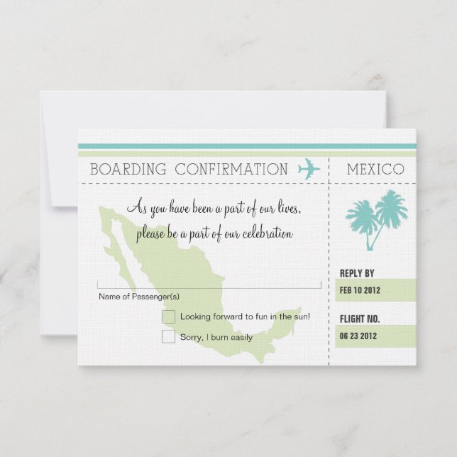 Carte d'embarquement RSVP au MEXIQUE (Devant)