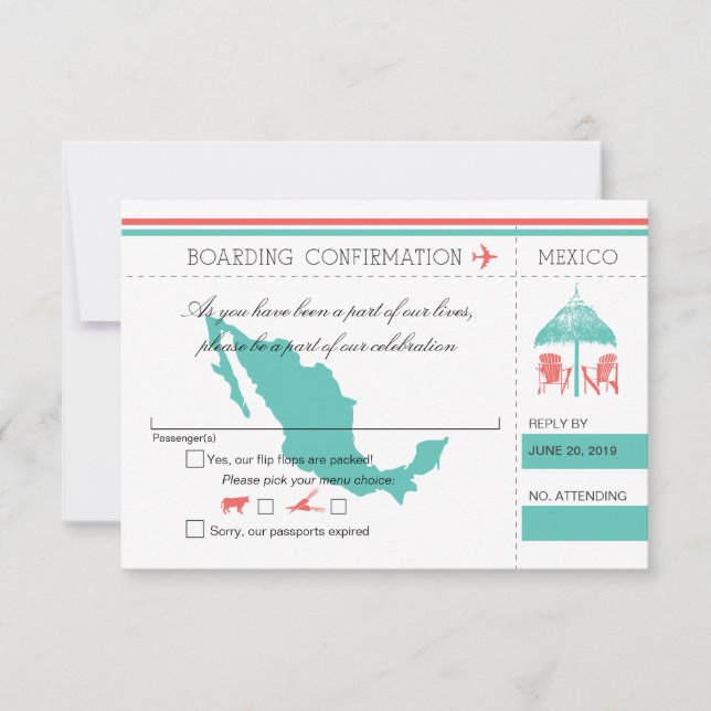 Carte d'embarquement RSVP au Mexique (Devant)