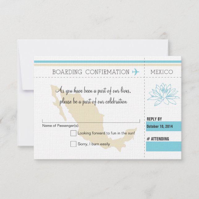 Carte d'embarquement RSVP au MEXIQUE (Devant)