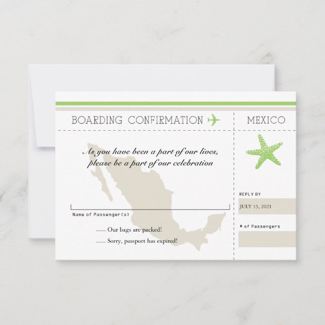 Carte d'embarquement RSVP au Mexique (Devant)