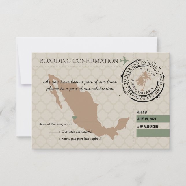 Carte d'embarquement RSVP au Mexique (Devant)