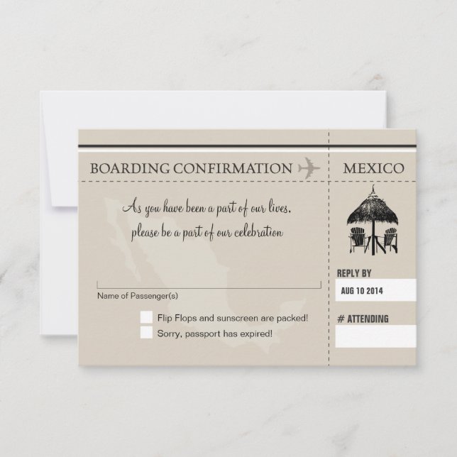 Carte d'embarquement RSVP au MEXIQUE (Devant)