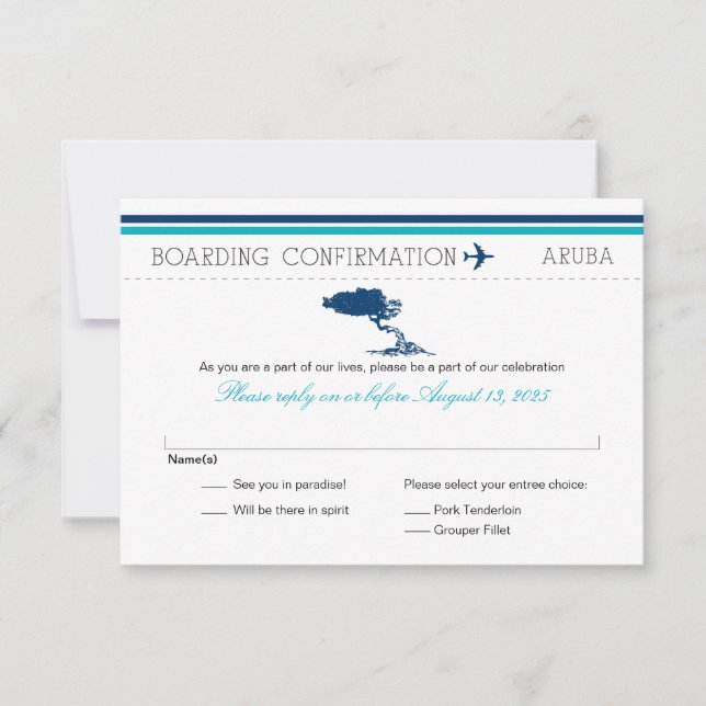 Carte d'embarquement RSVP pour Aruba (Devant)
