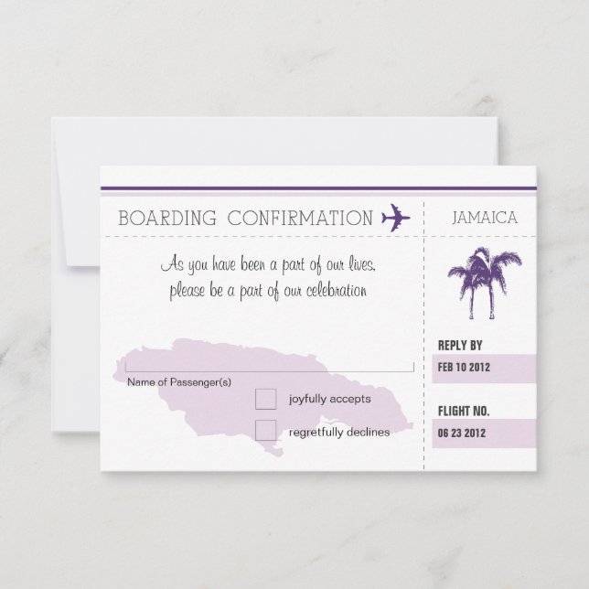 Carte d'embarquement RSVP pour la JAMAÏQUE (Devant)
