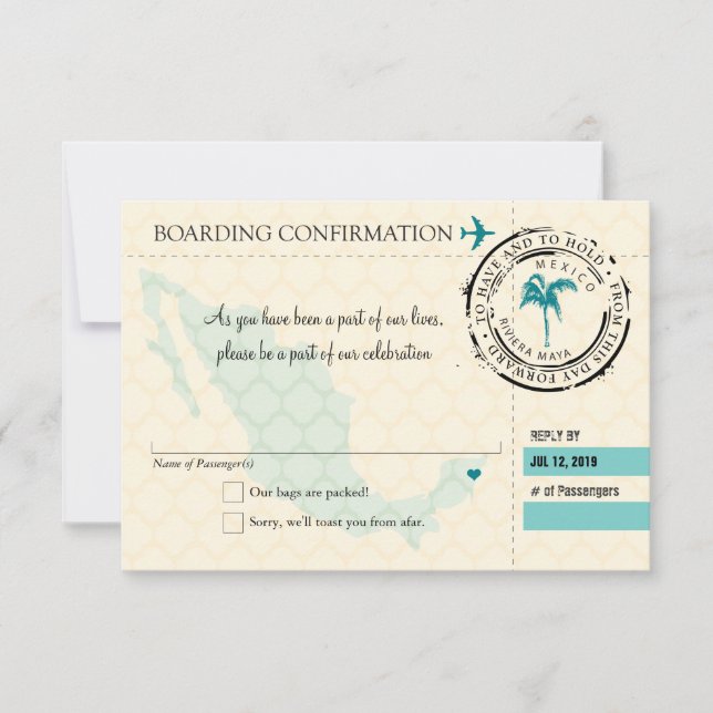 Carte d'embarquement RSVP pour le Mexique (Devant)