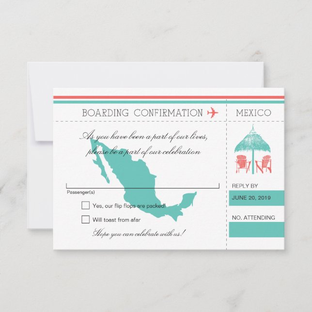Carte d'embarquement RSVP pour le Mexique (Devant)
