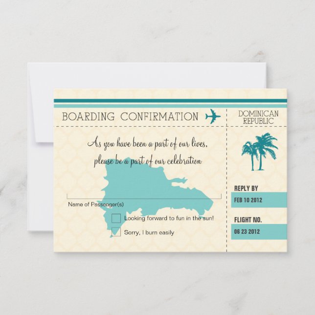 Carte d'embarquement RSVP pour République dominica (Devant)