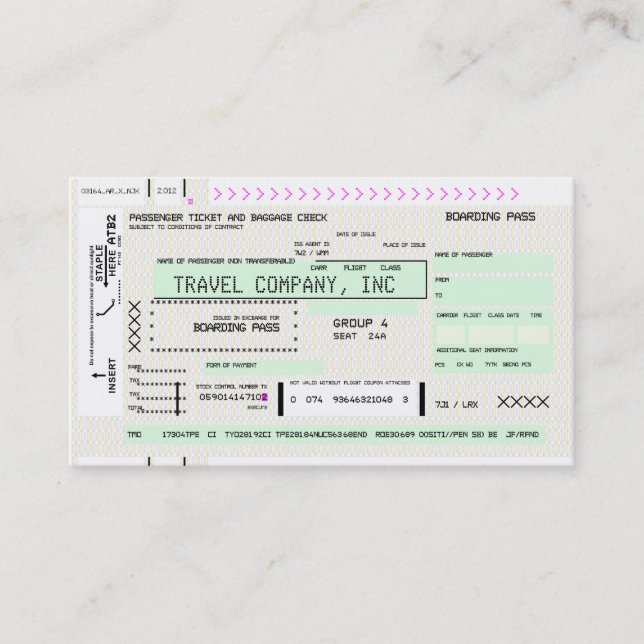 Carte d'embarquement sur ligne personnalisée (Devant)
