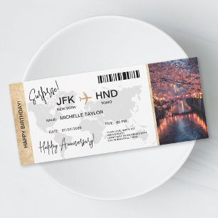 Carte d'embarquement surprise anniversaire voyage 