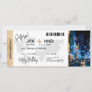 Carte d'embarquement surprise anniversaire voyage 