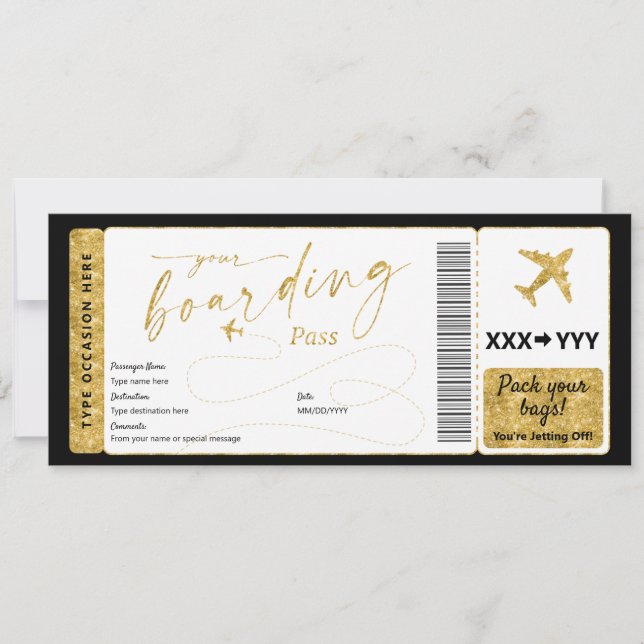 Carte d'embarquement Surprise faux billet d'avion (Devant)