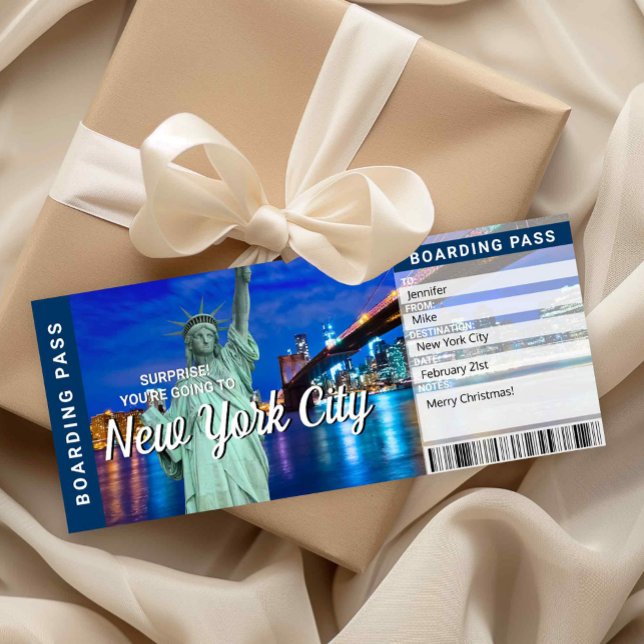 Carte d'embarquement surprise pour un voyage à New (New York City Trip Surprise Boarding Pass)