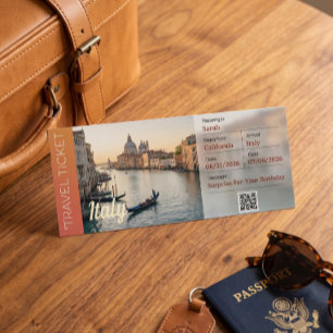 Carte d'embarquement surprise pour voyage en Itali