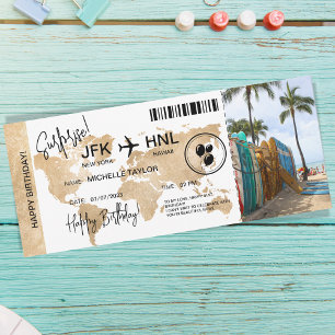 Carte d'embarquement surprise Voyage Billet Hawaii