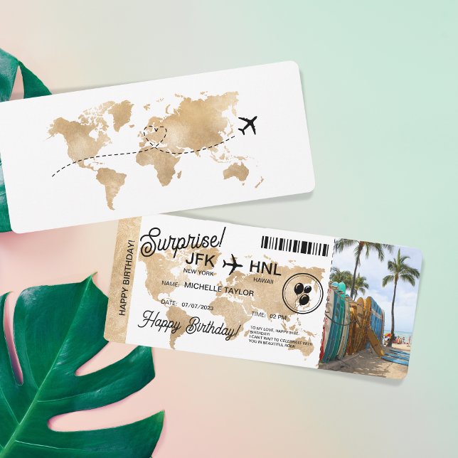 Carte d'embarquement surprise Voyage Billet Hawaii (Créateur téléchargé)