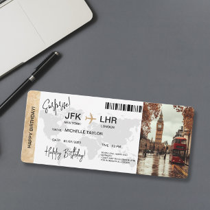 Carte d'embarquement surprise Voyage Ticket Londre