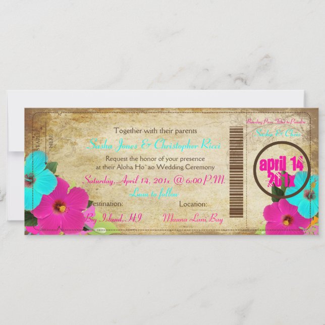 Carte d'embarquement vintage PixDezines/hibiscus (Devant)
