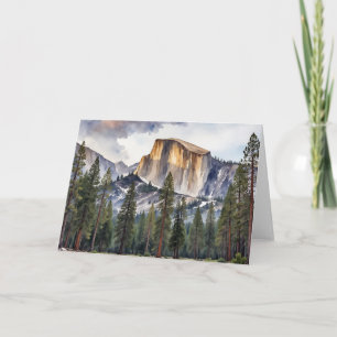 Carte Demi-Dôme Yosemite Parc National Aquarelle