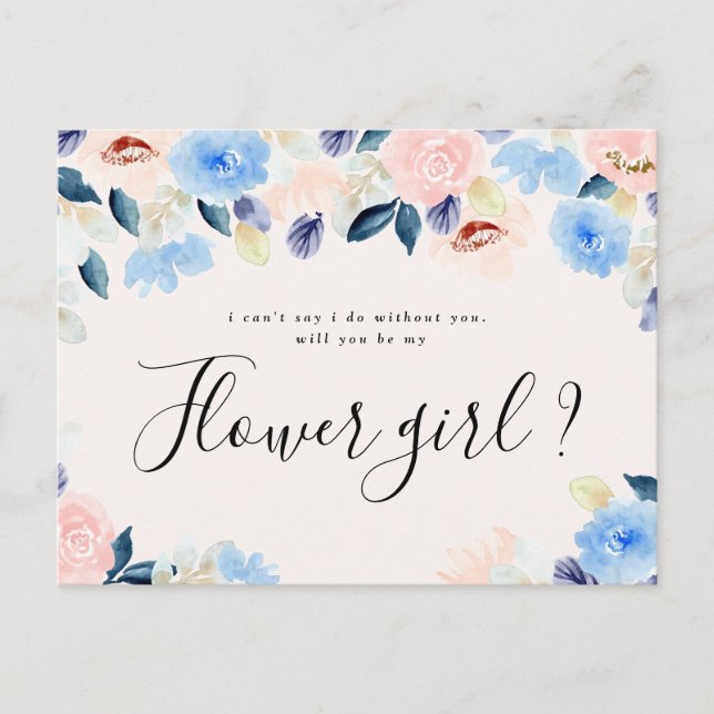 carte demoiselle d'honneur fleurs pastel vous sere (Devant)