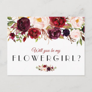 carte demoiselle d'honneur floral bordeaux me fere