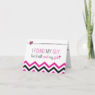 Carte Demoiselle d'Honneur Fuschia Chevron