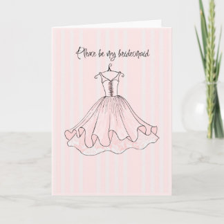 Carte demoiselle d'honneur rose de robe