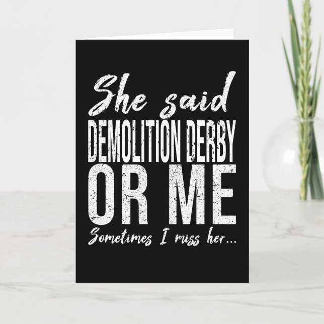 Carte Démolition Derby drôle idée cadeau (Devant)