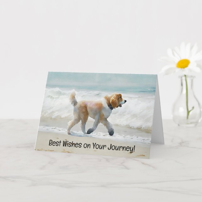 Carte d'emploi pour le joli chien qui court sur la (Petite plante)