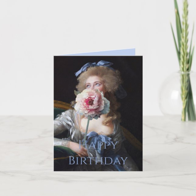 Carte Demure avec Pink Peony Joyeux anniversaire (Devant)