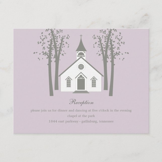 Carte d'encart de réception de mariage à la chapel (Devant)