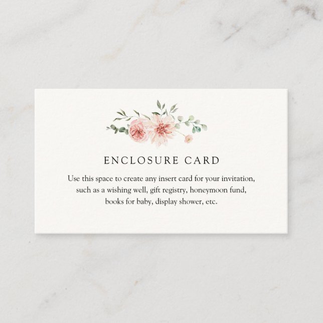 Carte d'encart Fleurs roses et verdure (Devant)