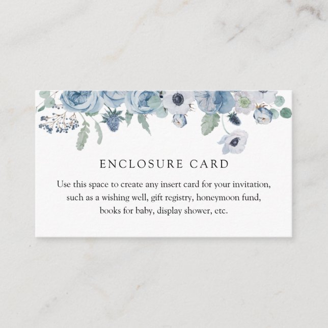 Carte d'encart floral bleu (Devant)