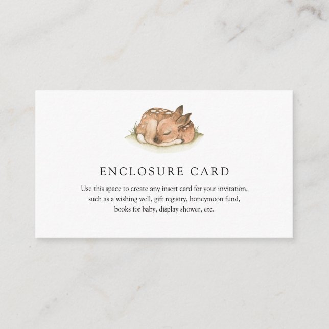 Carte d'encart pour Baby Shower Animaux de la Forê (Devant)