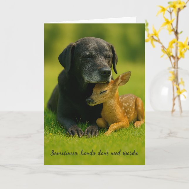 Carte d'encouragement avec un chien labrador adora (Fleur jaune)