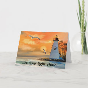 Carte d'encouragement chrétienne Sunset Lighthouse