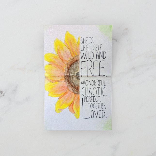 Carte d'encouragement du tournesol à l'aquarelle (Intérieur)