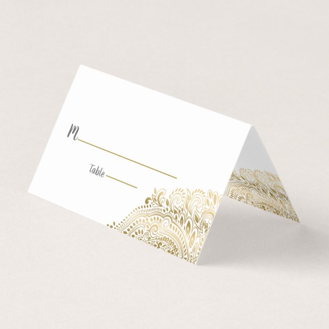 Carte d'endroit personnalisée or floral paisley la (Devant)