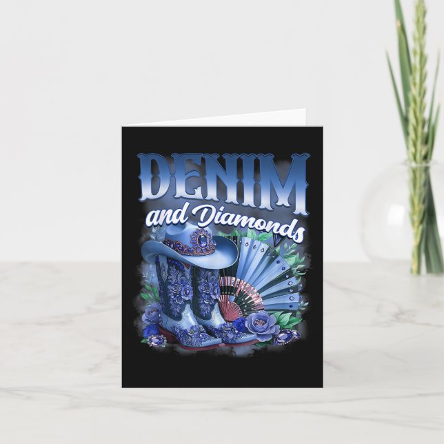 Carte Denim Et Diamants Pays Western Cowgirl Boots P (Devant)