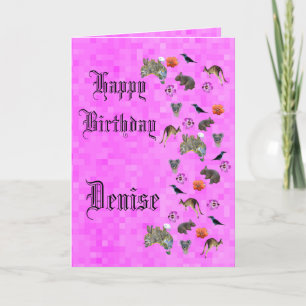 Carte Denise, Happy Birthday, Australian Theme Card,