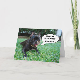 Carte Denise Happy Birthday French Bulldog Card
